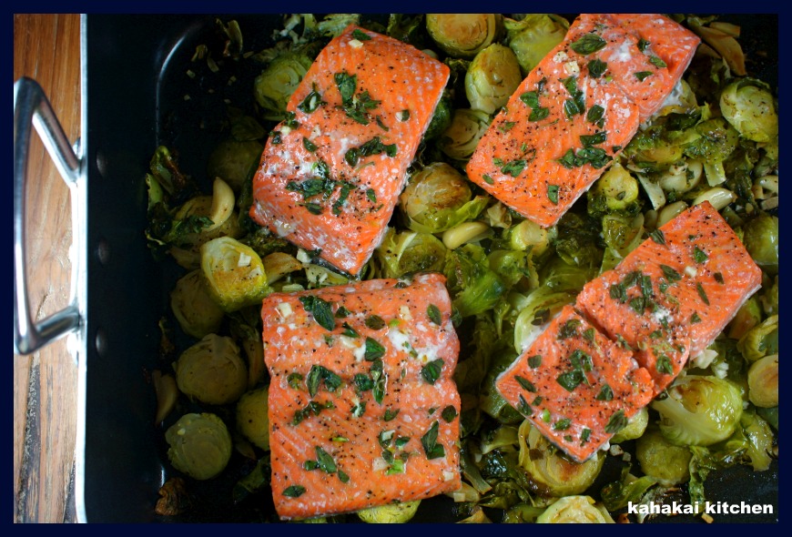Kahakai Kitchen Garlic Roasted Salmon & Brussels Sprouts Easy