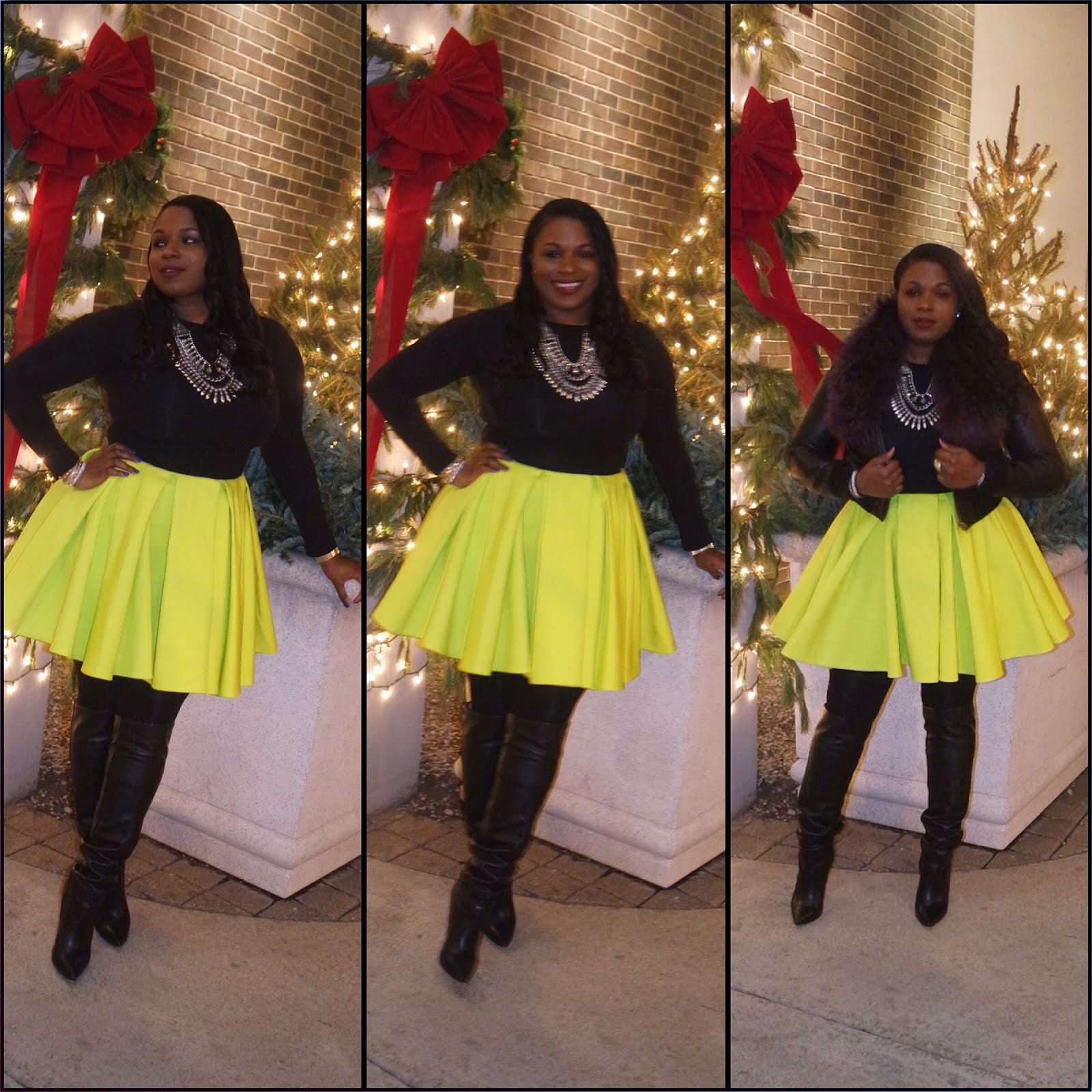 H&M Neon Skirt Curvy Girl Holiday Party