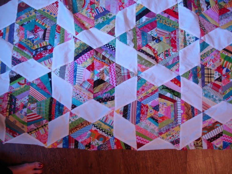 Lila's Quilts Stringpieced 60 degree star quilt