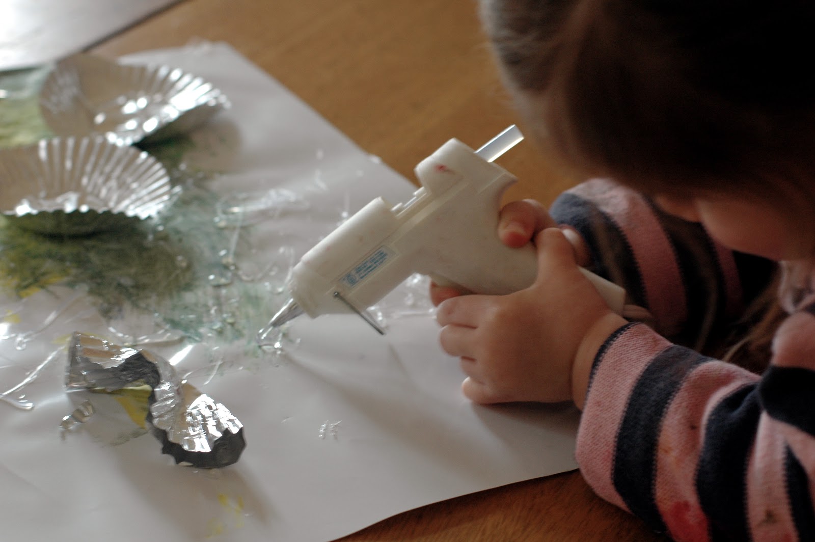 create (with kids) hot gluing FreshlyPlanted