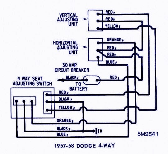 Schematic Diagram  1957 58 Dodge 4 Way Power Seat Wiring