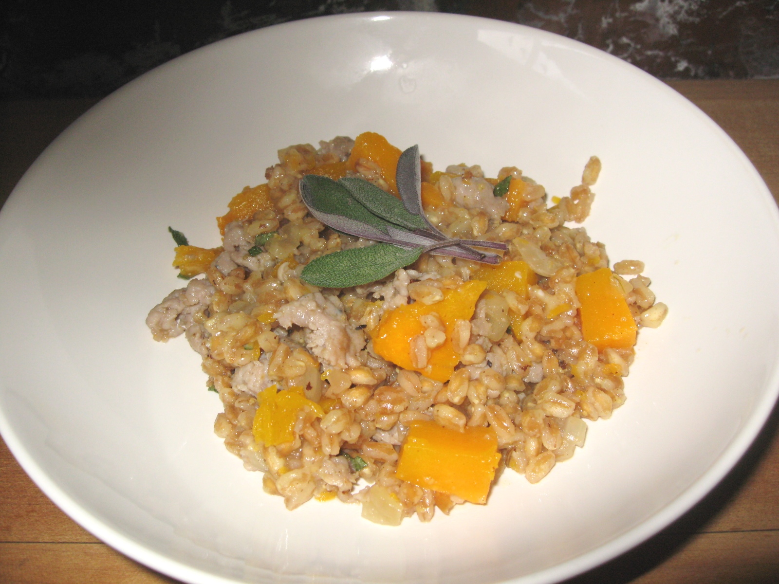 Farro Risotto with Butternut Squash, Sausage and Sage mysavoryspoon