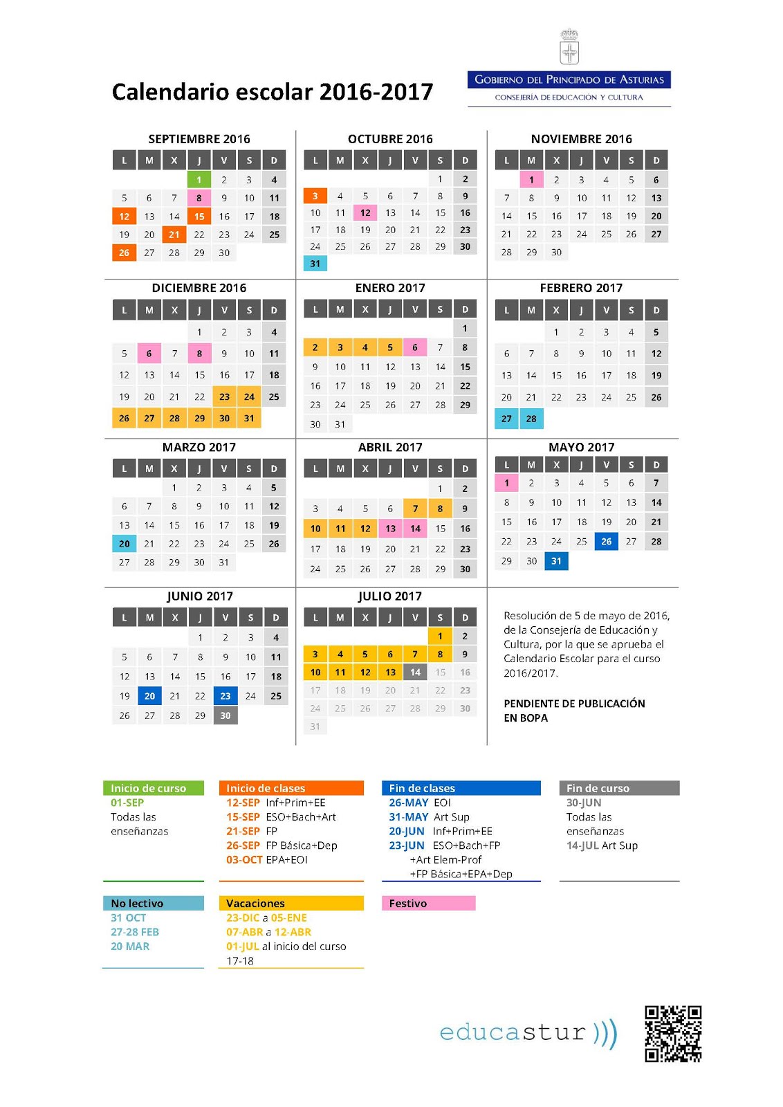 Calendario Escolar 2016/2017