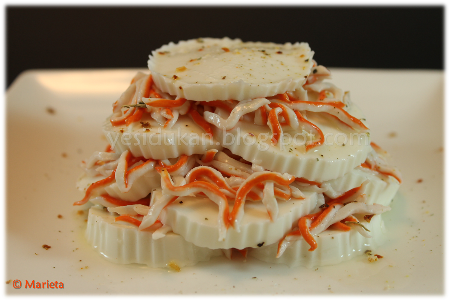 Yes, I Dukan! Milhojas Dukan de queso fresco y surimi