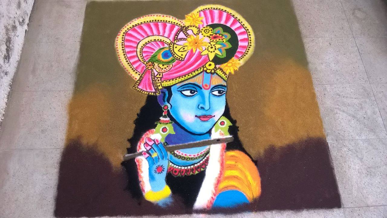 19 Special Radhe Krishna Rangoli for Krishna Janmastami