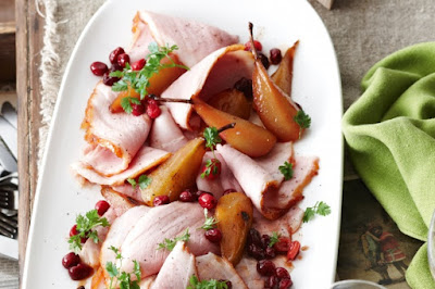 Maple, honey and spice-basted ham with glazed pears Recipe Maple, honey and spice-basted ham with glazed pears Recipe
