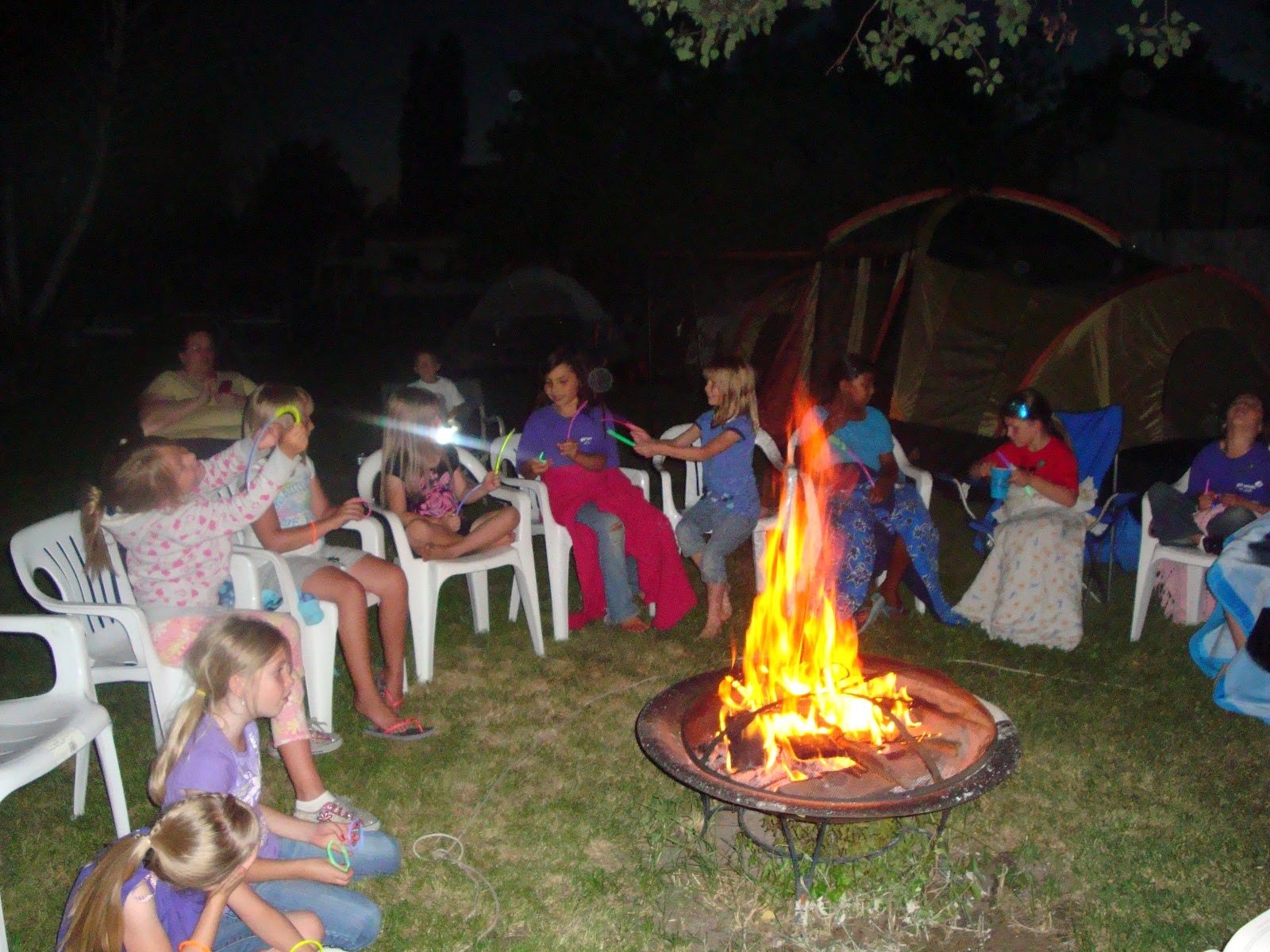 The Peterson family Girl Scout Backyard Campout