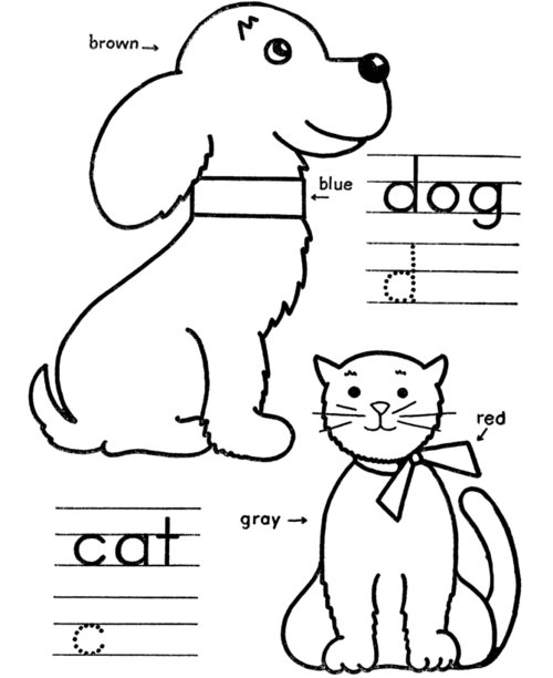 Dog And Cat Coloring Pages For Kids title=