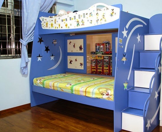 Giường tầng cho bé màu xanh trắng Giuong tang cho be mau xanh trang