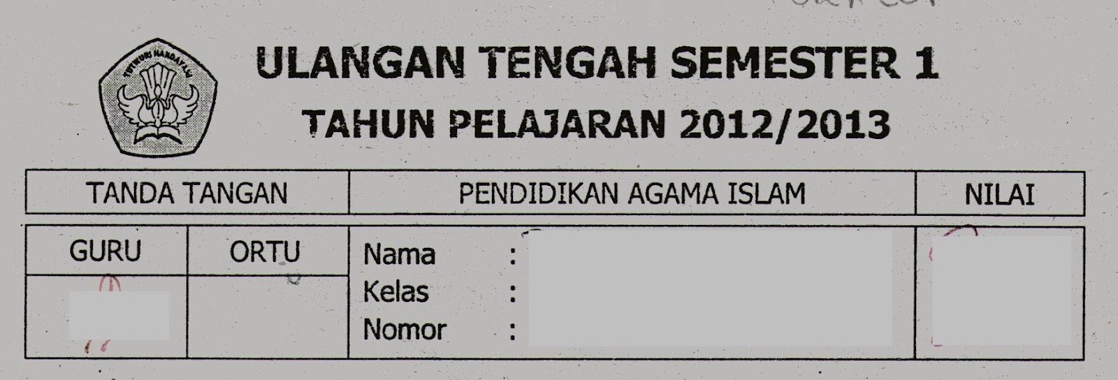 Soal UTS Semester Ganjil Kelas 5 TA.2012-2013