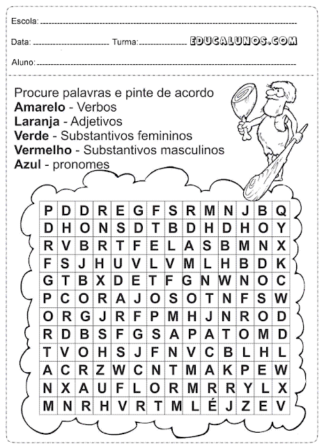 Procure a palavra e pinte de acordo