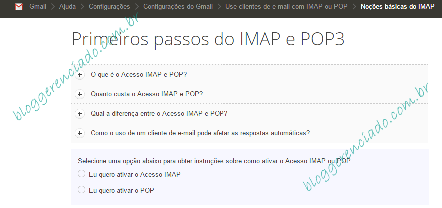 Configurações conta