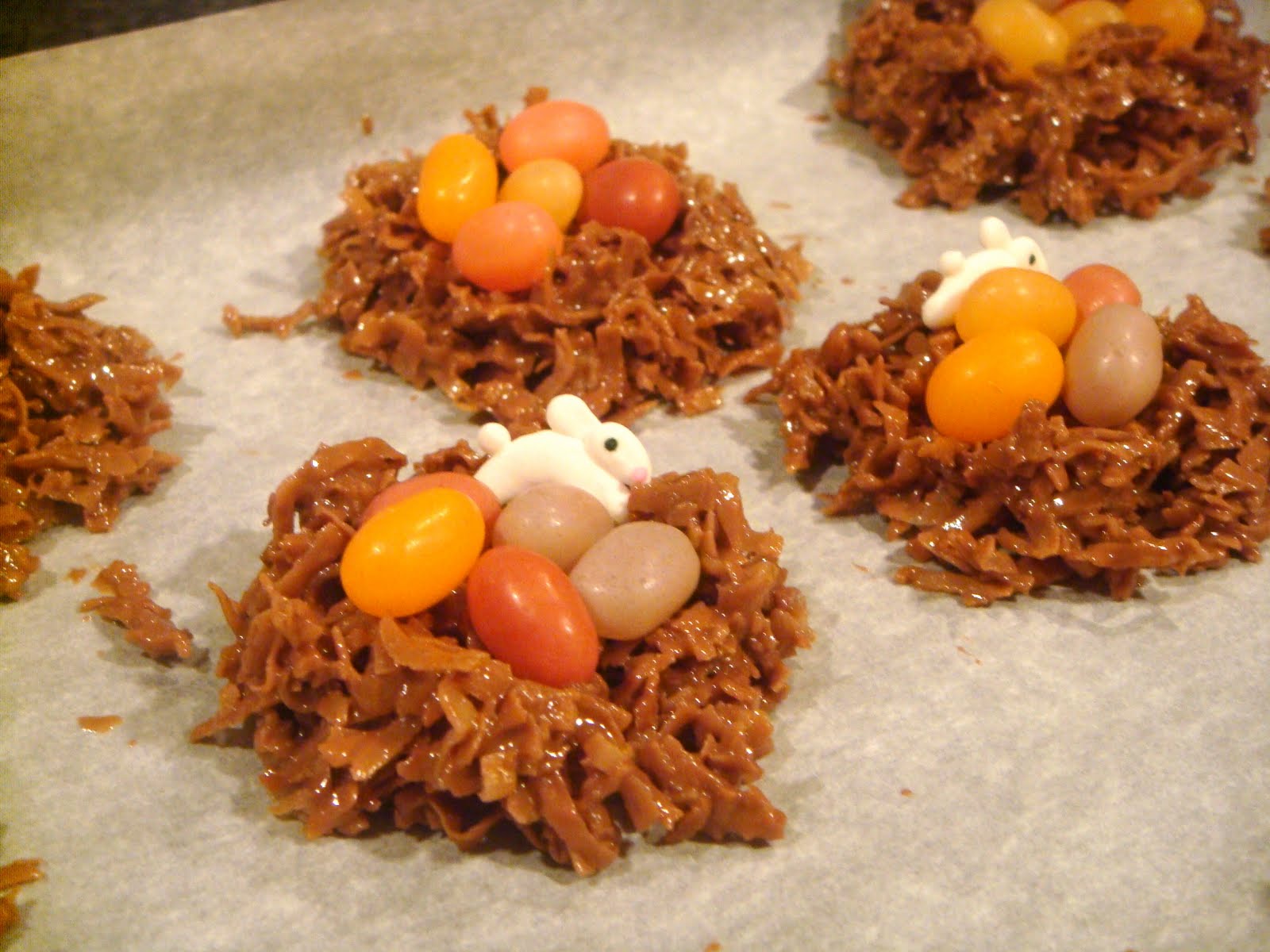 Delicious Dishings ChocolateCoconut Nests With Jelly Bean Eggs