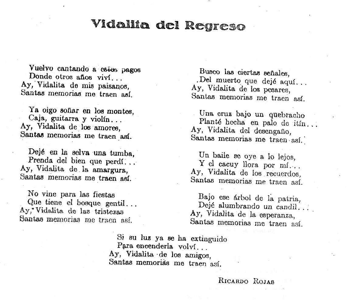 LETRA DE FOLKLORE ARGENTINO letra de folklore argentino: