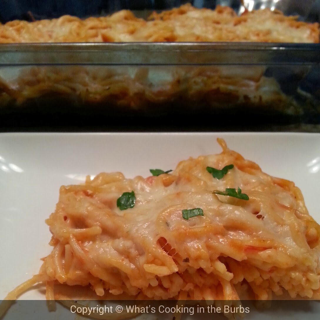 What's Cooking in the Burbs Cream Cheese Spaghetti Bake