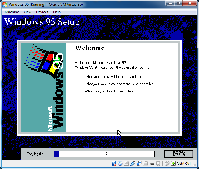Windows 95 Install On Virtualbox For Mac