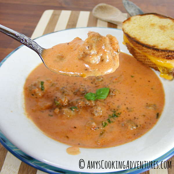 Creamy Tomato Basil Soup with Sausage SRC