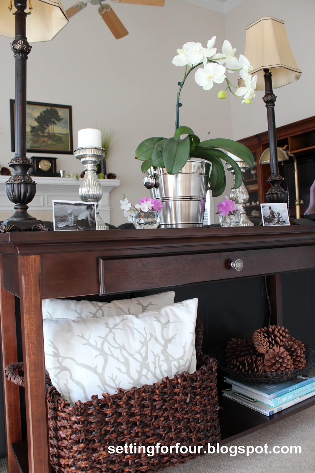 Styling a Sofa Table Setting for Four