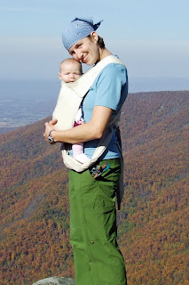 Em on Hawkbill Mountain, Shenandoah National Park, with Sierra in a Freehand</a> mei tai, November 2008