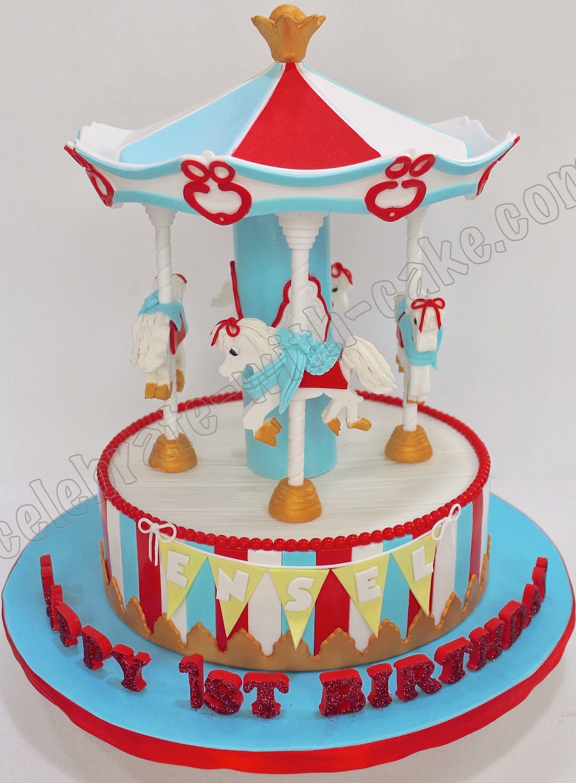 Celebrate with Cake! Static Carousel 1st Birthday Cake