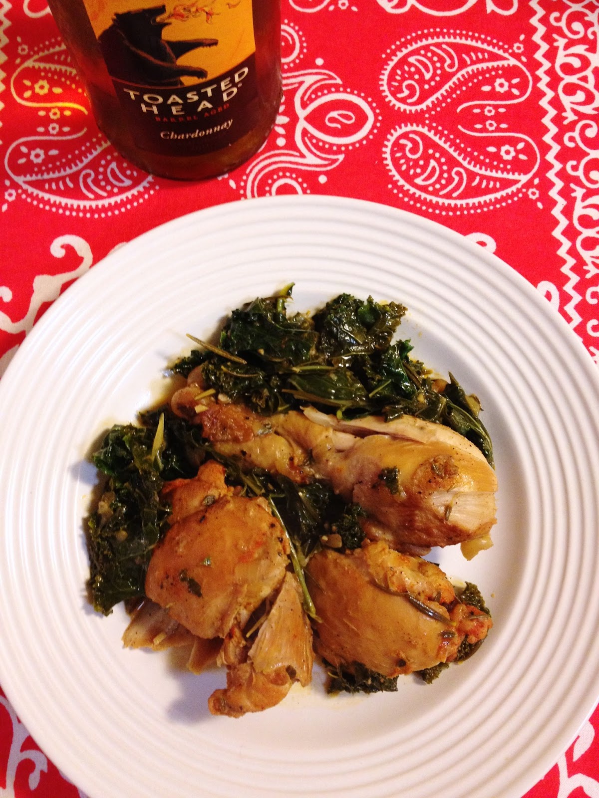 The Lush Chef Braised Chicken & Kale in White Wine