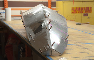 Front view on bottom of aluminum ultralight float