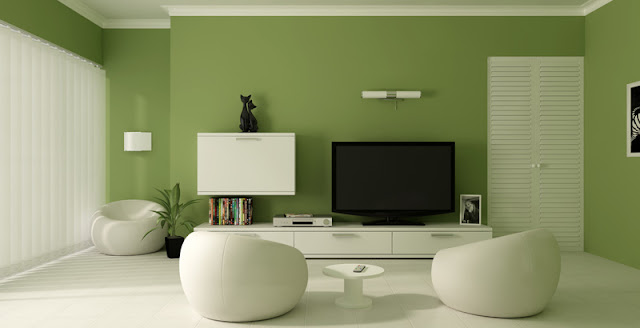 Green paint color living room Photo