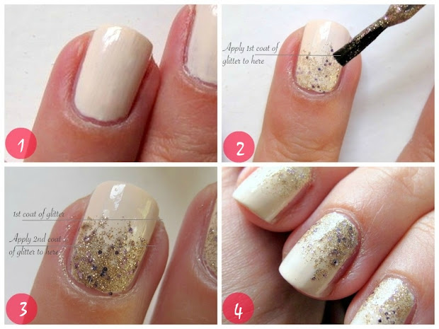 gradient glitter nails in 4 easy