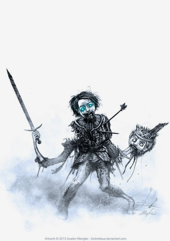 O inverno chegou - Game of Thrones encontra The Walking Dead nas ilustrações de Austen Mengler Austen Mengler lordnetsua deviantart ilustrações fantasia terror game of thrones white walkers zumbis the walking dead