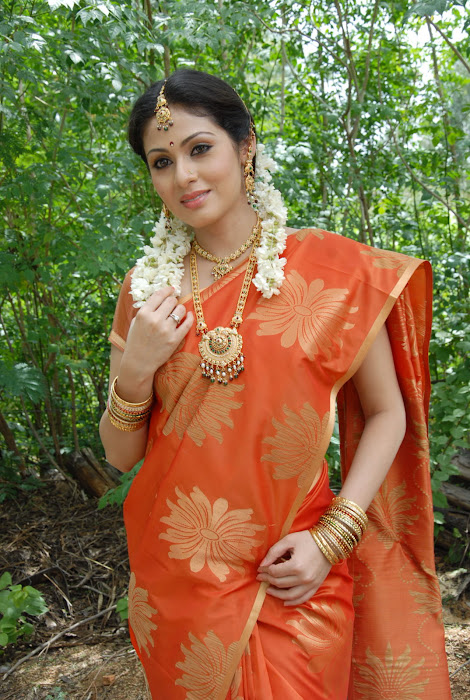 sada gorgeous in beautiful orange saree actress pics