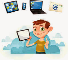 Image came from business2community.com Cartoon image of a guy and a computer,phone,and a tablet