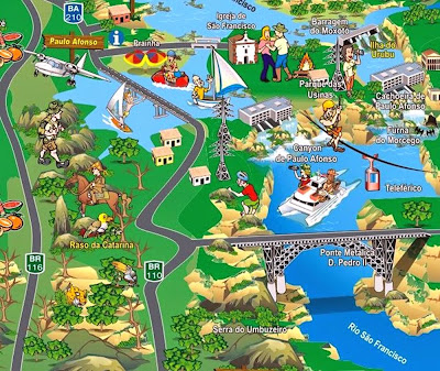 Mapa turístico de Paulo Afonso Mapa turístico de Paulo Afonso