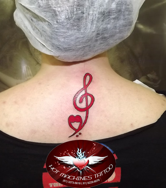 Tattoo Clave de Sol coração e Clave de Fá title=
