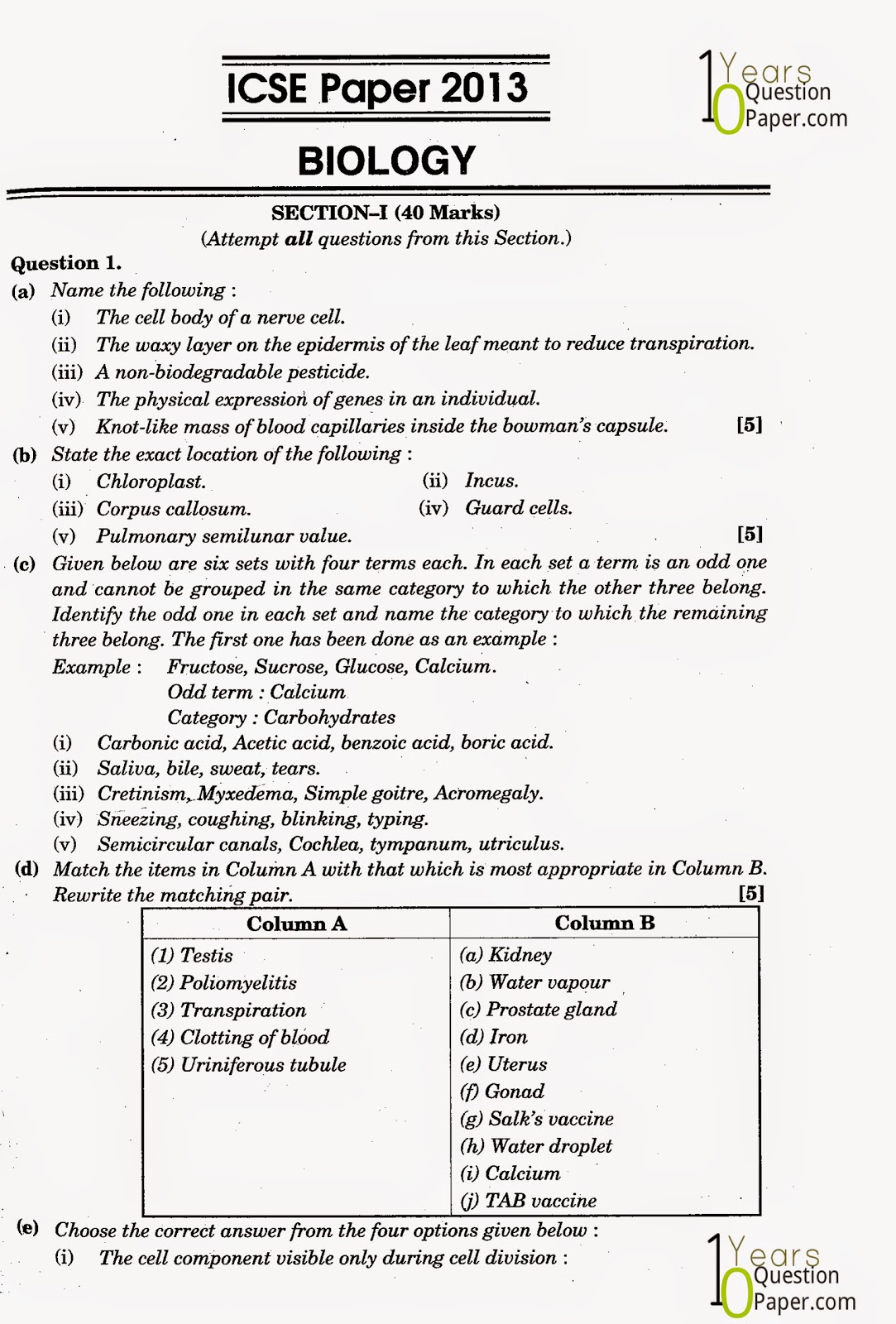 Free secondary school exam papers download