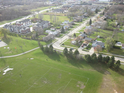 aerial view of houses, taken with a camera and kite aerial view of houses, taken with a camera and kite
