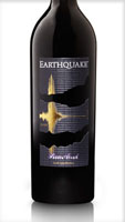 Photo of a bottle of Earthquake Caberner Sauvignon wine.