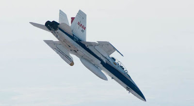 NASA Dryden's F-18 852 makes a 40-degree dive towards Rogers Dry Lake