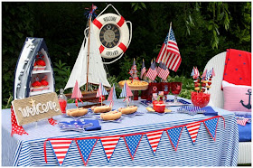 Nautical red, white, and blue party from Pizzazzerie