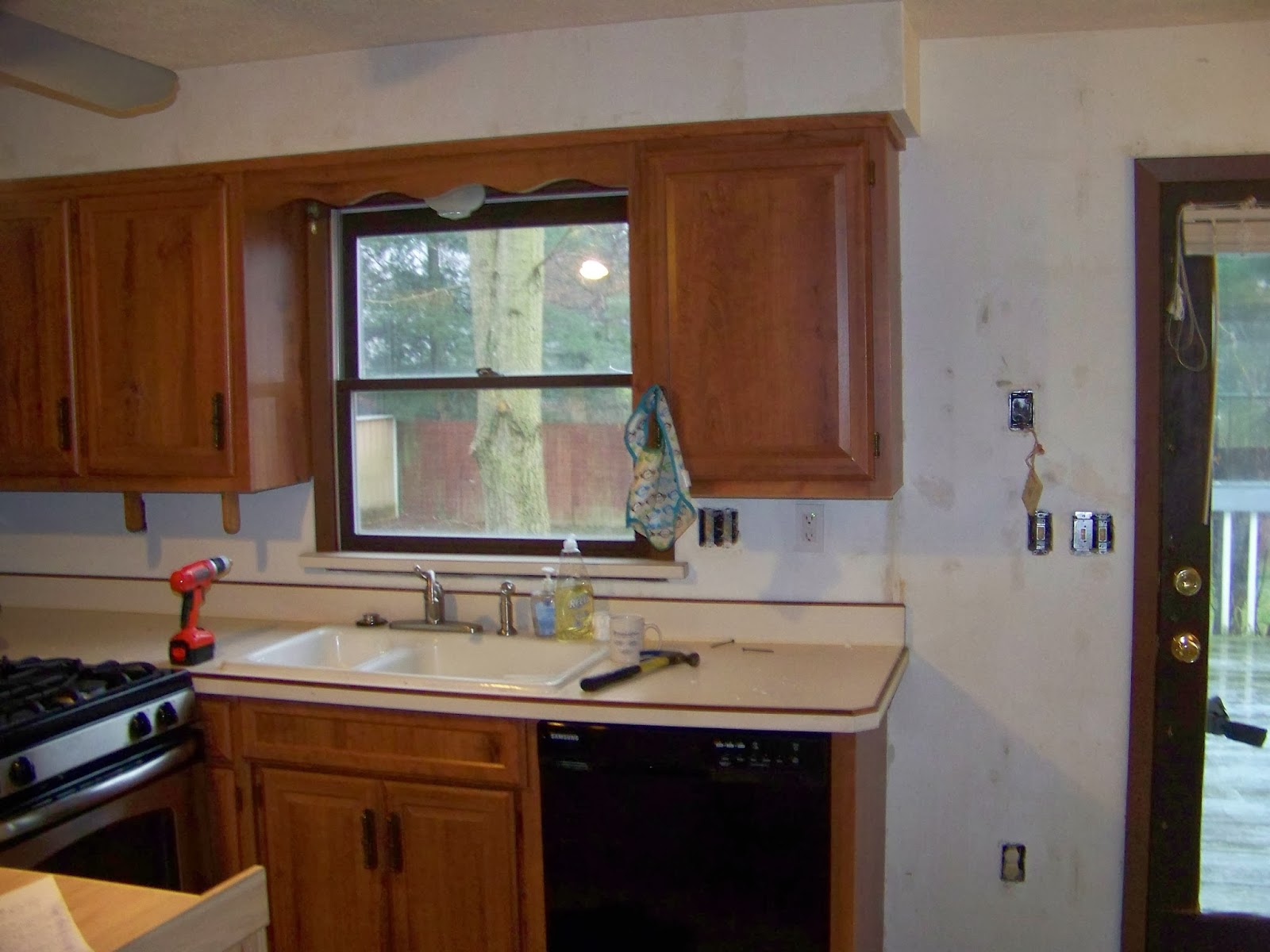 the old cabinets and counters