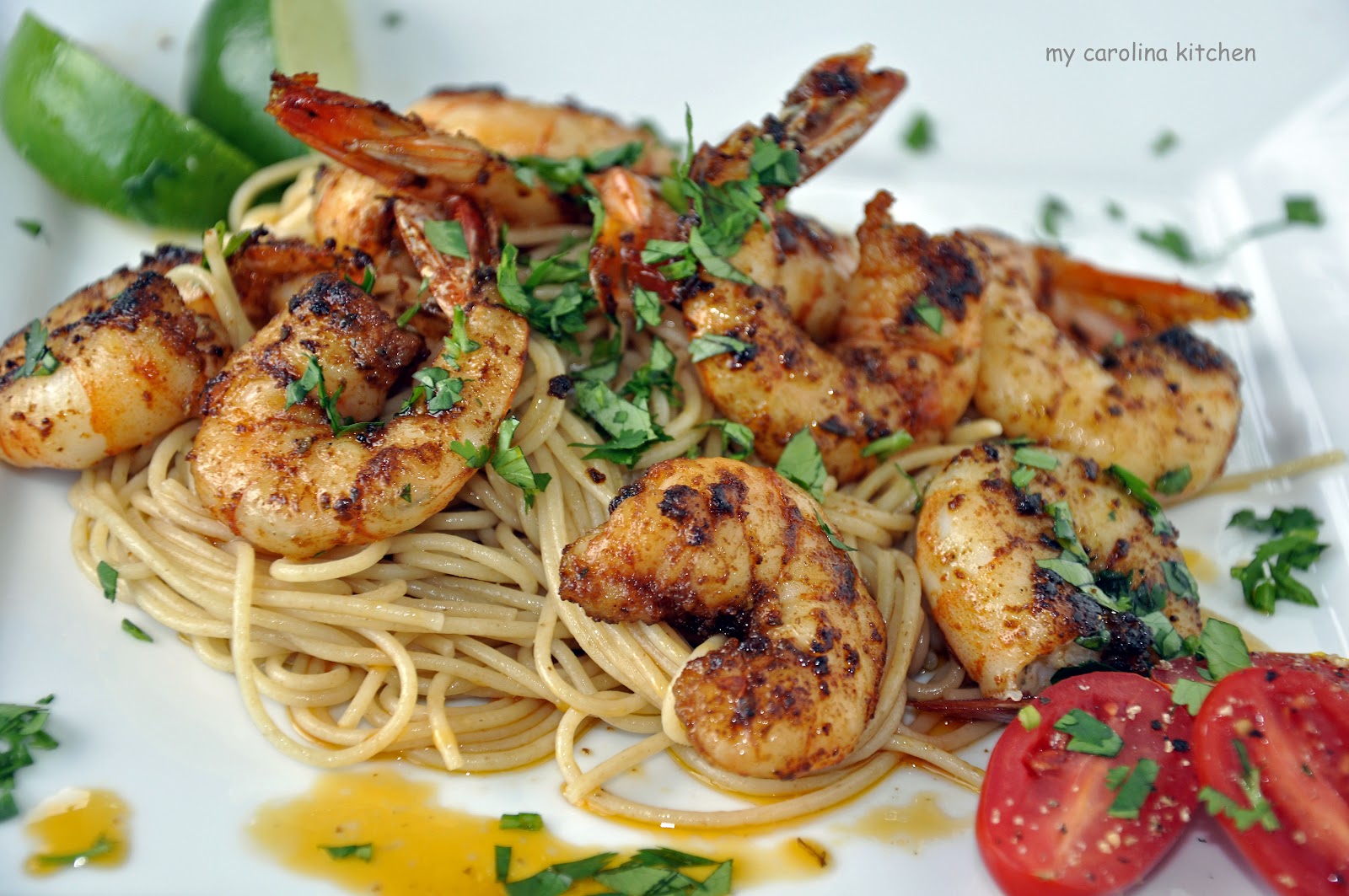 My Carolina Kitchen Spicy Shrimp two ways to serve the same dish