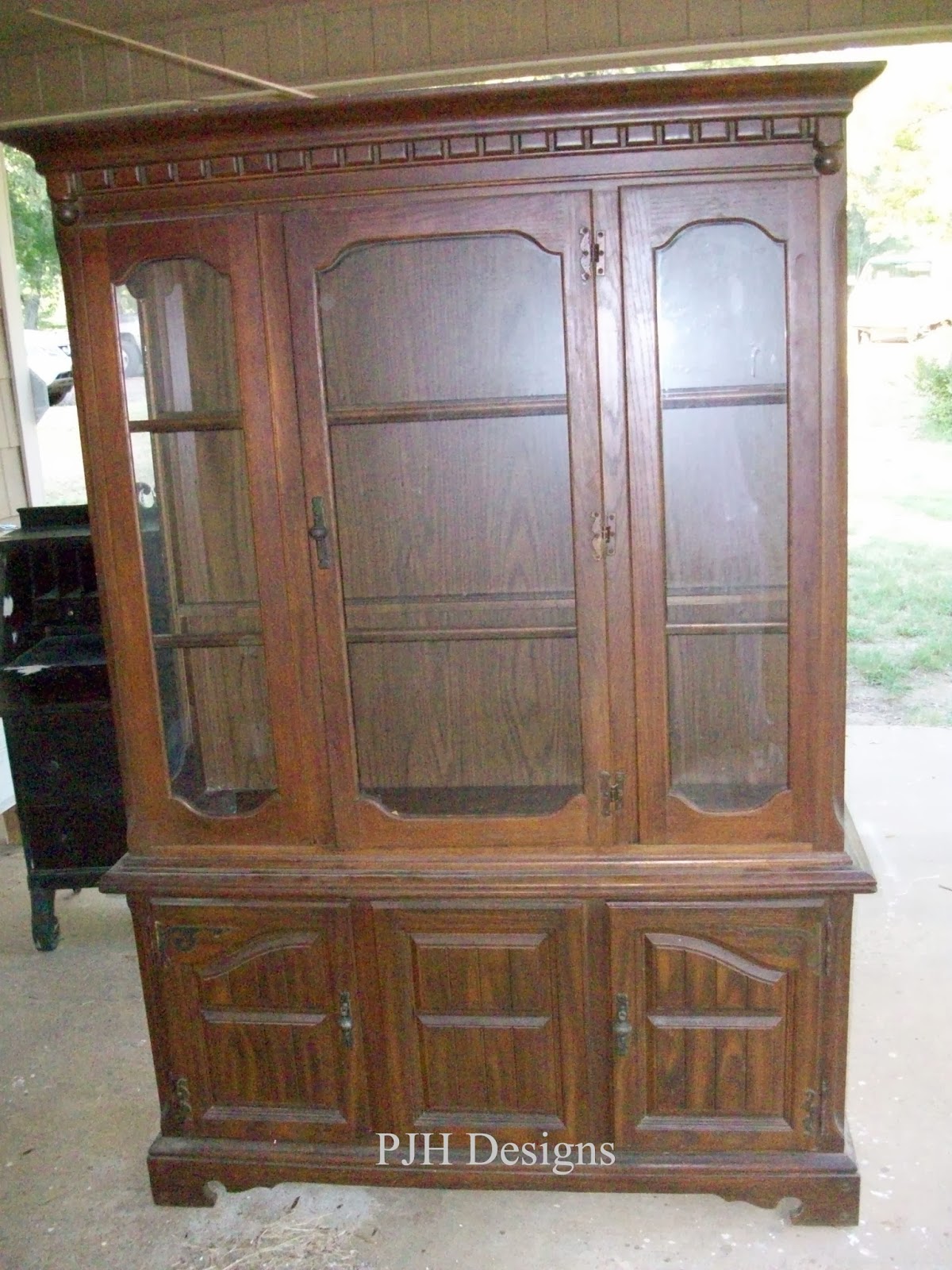 PJH Designs Hand Painted Antique Furniture Vintage Hutch To Green Jelly Style