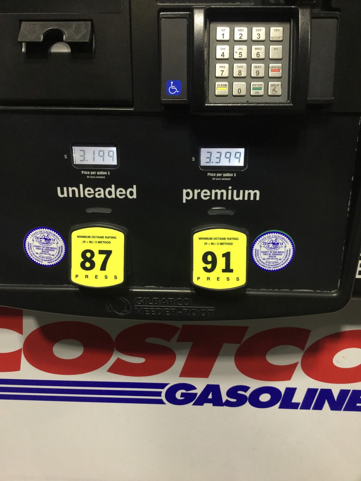 Current Costco Gas Prices (March 4, 2015 Redwood City, CA) Costco