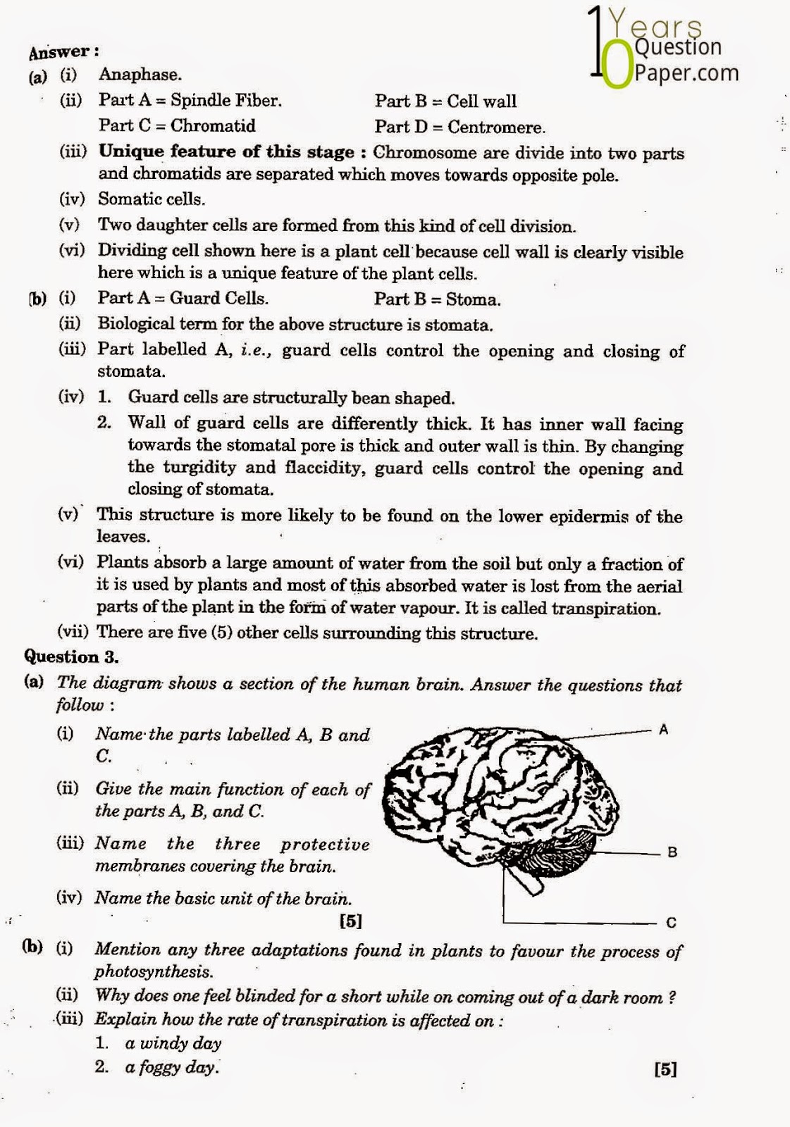 icse class 10th biology solved question paper 2009 icse class 10th Biology solved question paper 2009