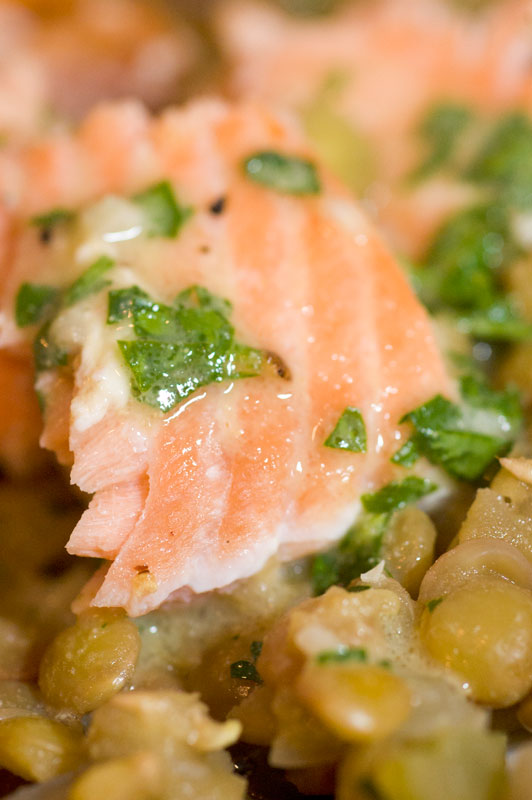 Roasted Salmon with Lentils