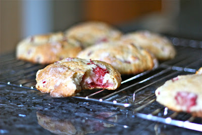 strawberry rhubarb drop scones