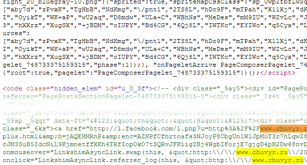 HTML-код JavaScript контента социальной сети Facebook
