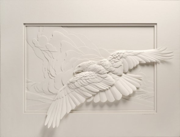 As impressionantes esculturas de papel de animais que emergem de quadros de Calvin Nicholls Calvin Nichols esculturas de papel 3D animais saindo do papel