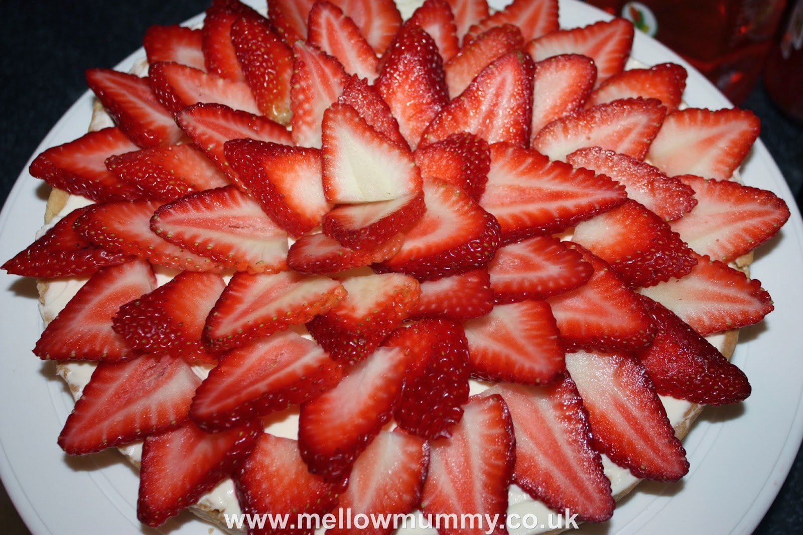 Arranging the Glazed Strawberry and Cream Cheese Tart