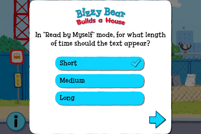 Bizzy Bear Builds a House: Read by Myself settings Bizzy Bear Builds a House, iPad, iPhone, App, Review