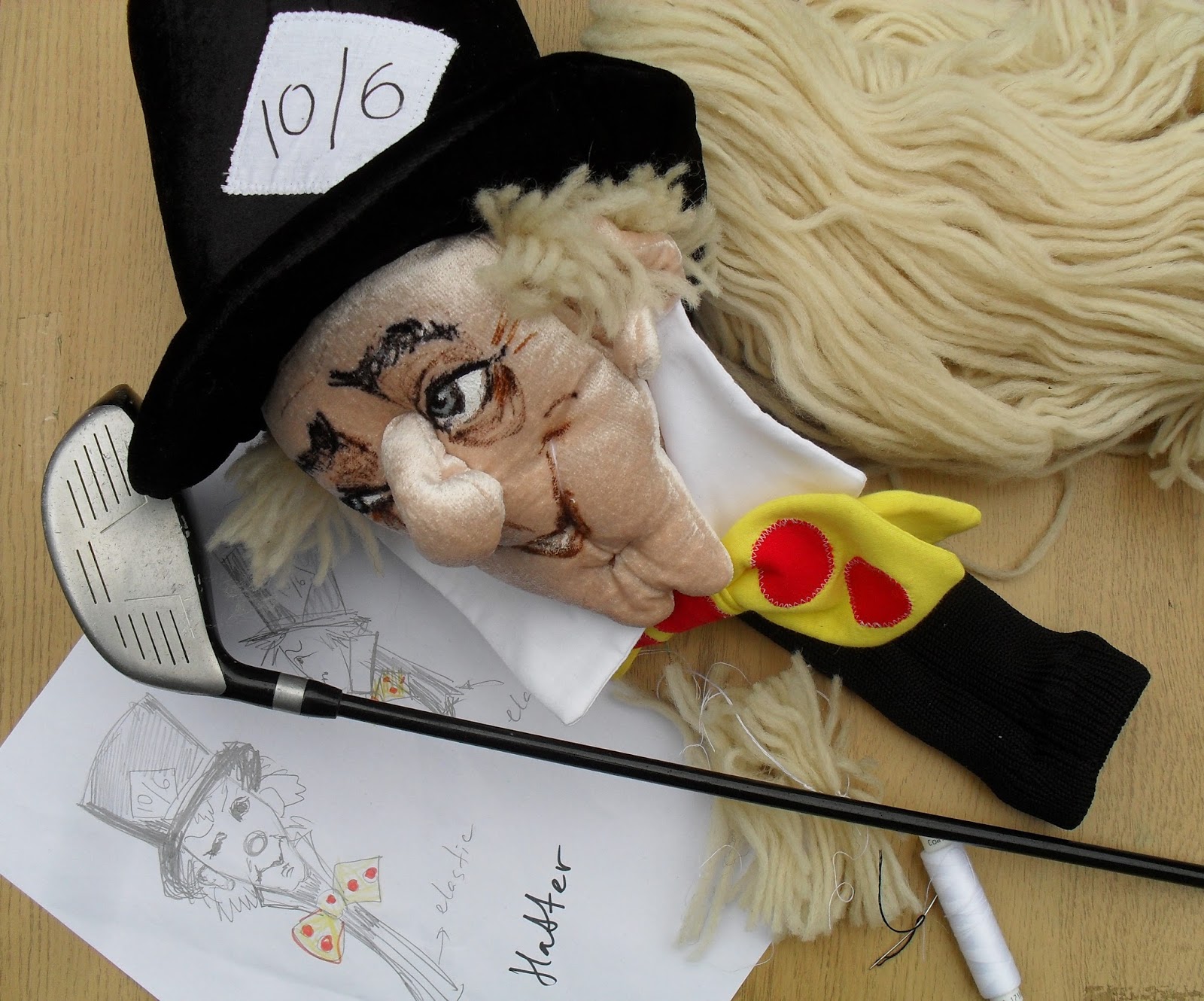 Custom Golf headcovers and puppets Mad Hatter Custom made golf